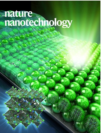 Nature Nanotechnology cover, colloidal perovskite nanocrystals for large-area LEDs